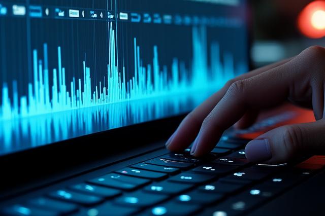 Ondas de sonido en una pantalla de edición de audio.